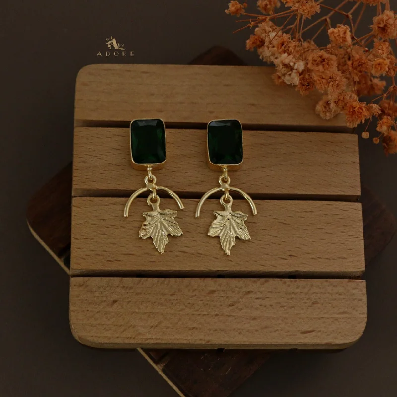 elegant earrings for women -Ruth Rectangle Glossy Leafy Drop Earring