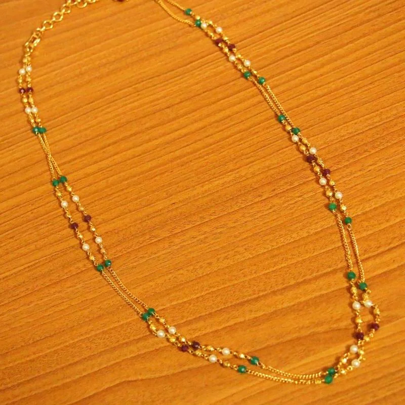 silver chain necklaces for women -Multicolour Gold Look Two Line Necklace Set