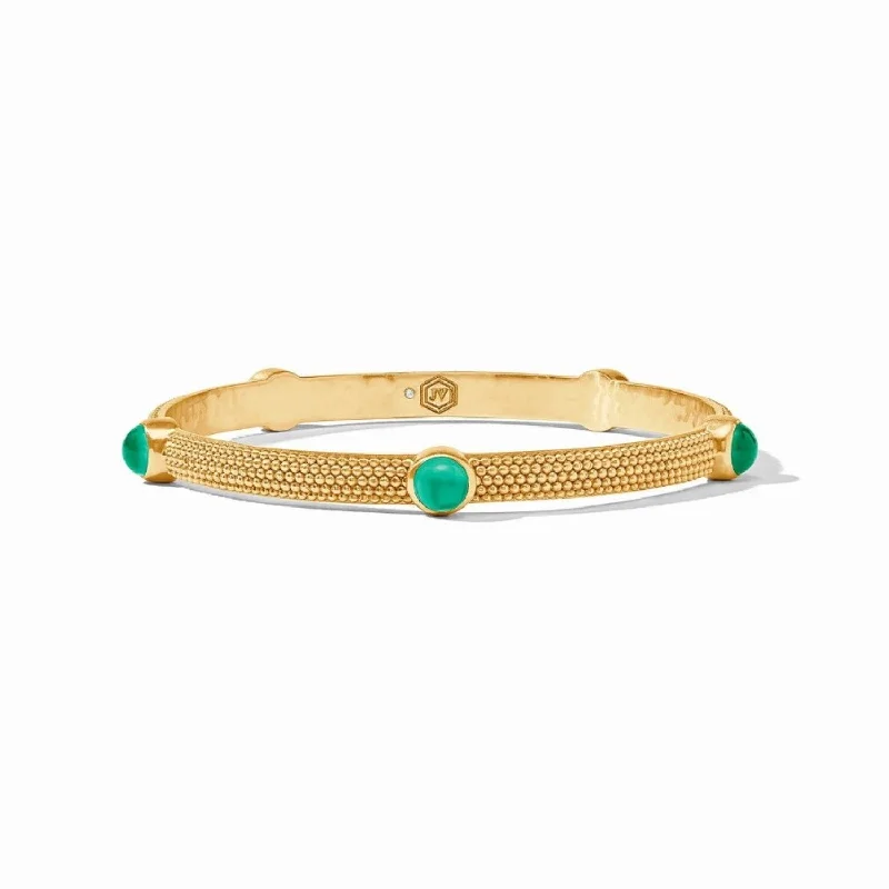 sophisticated bracelets for women -Emerald Green Cabochon Bangle