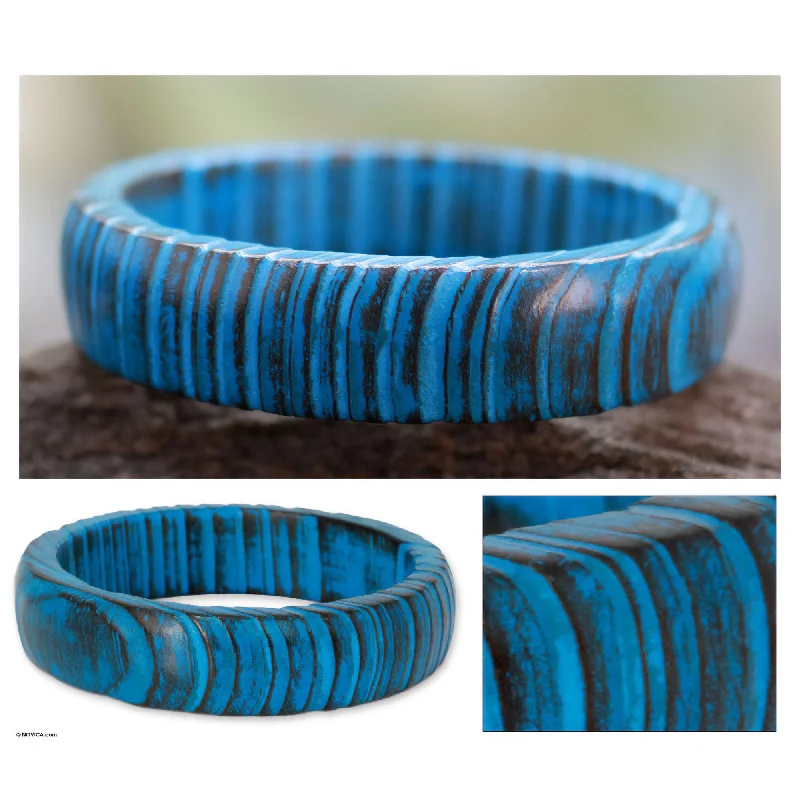 pearl bracelets for women -Delhi Skies Wood Bangle Bracelet