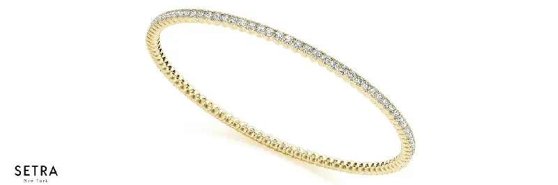 women’s gold bracelets -2.80ct Round Natural Diamonds Women's Bridal Solid Bangle Bracelet In 14k Gold