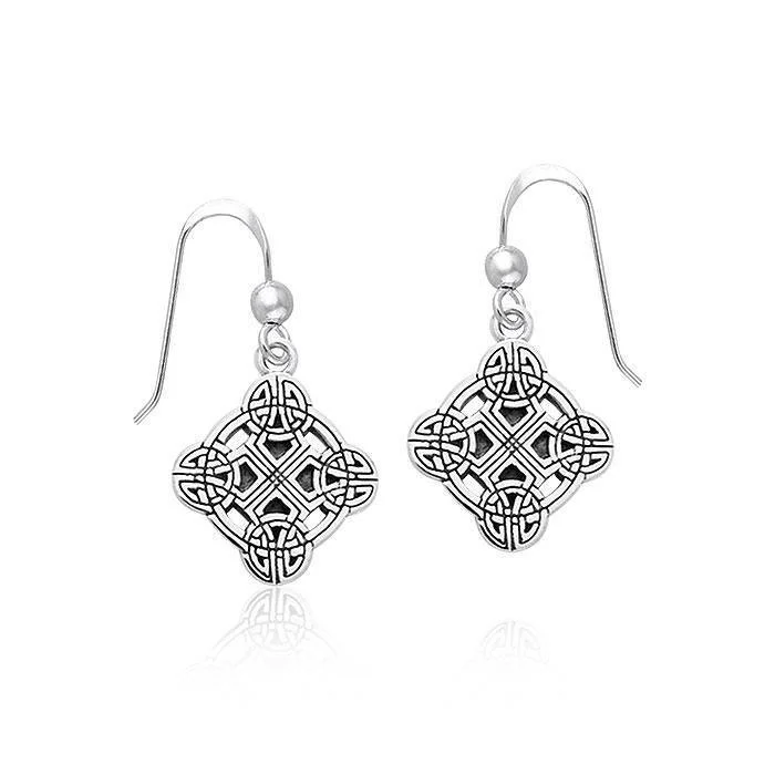 matching earrings for women -Celtic Clonmacnoise Cross Silver Earrings TER470