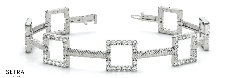 bracelet sets for women -Round Cut Natural Diamonds Women Bridal Fancy Solid Bracelet In 14k Gold