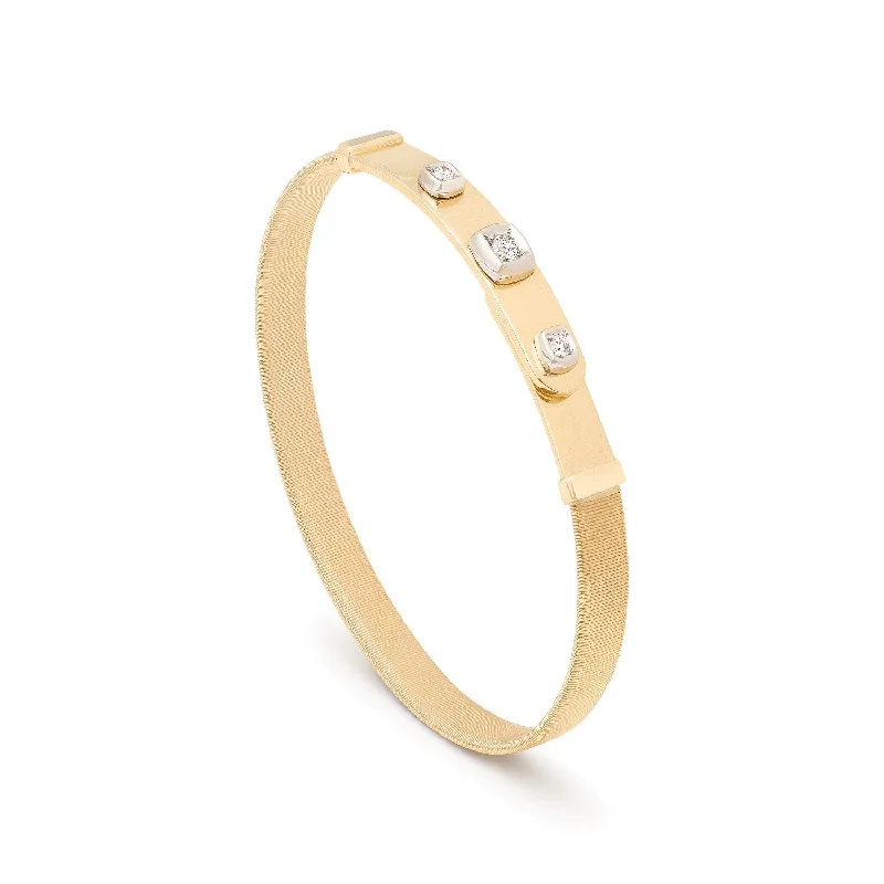 women’s stretch bracelets -18K Gold Wide Coil and Diamond Bangle Bracelet