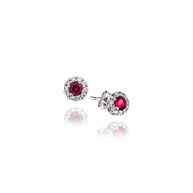 custom earrings for women -Gold & Ruby Stone Earrings - 712543