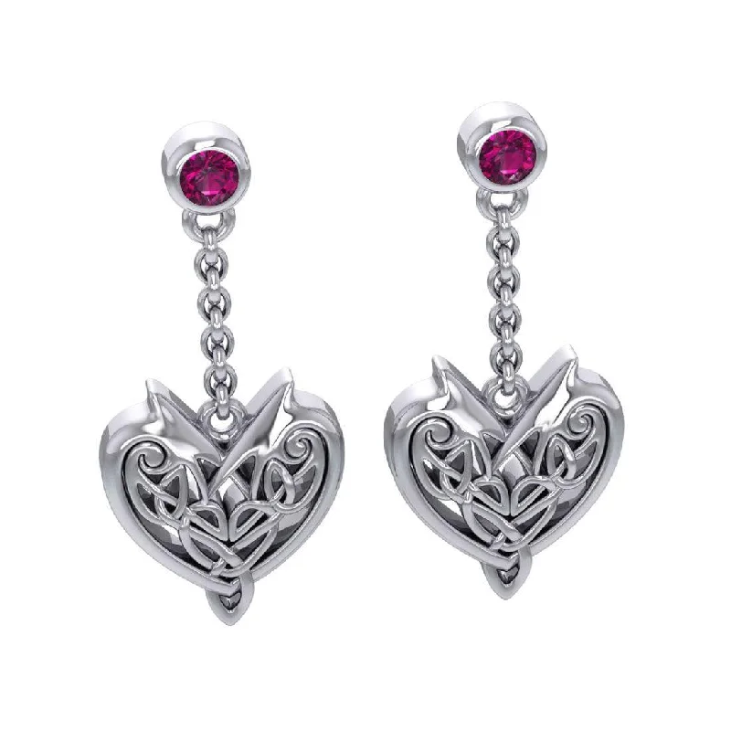 clip-on earrings for women -Joyous Celtic Hearts Silver Earrings TER210