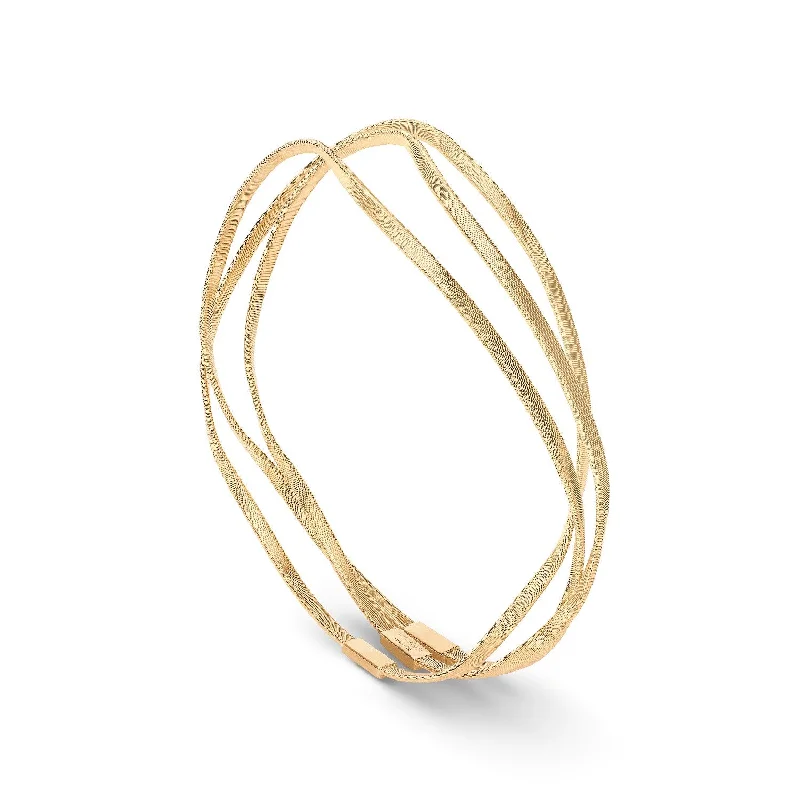 engraved bracelets for women -18K Gold Marrakech Triple Strand Twist Bracelet