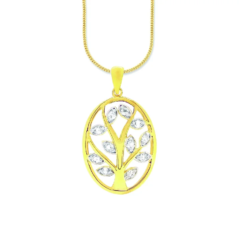 pendant necklaces for women -9ct Yellow Gold Diamond Set Tree Of Life Pendant