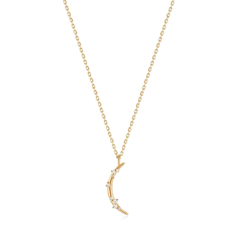 crystal necklaces for women -Ania Haie 14kt Gold Stargazer Natural Diamond Moon Necklace