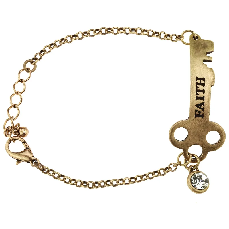 trendy charm bracelets for women -Faith is the Key Bracelet