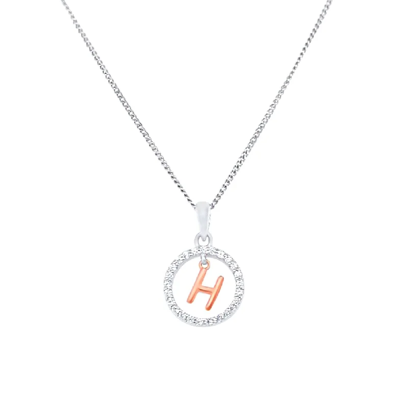 unique charm necklaces for women -H Initial Open Circle Necklace with Cubic Zirconia in Sterling Silver