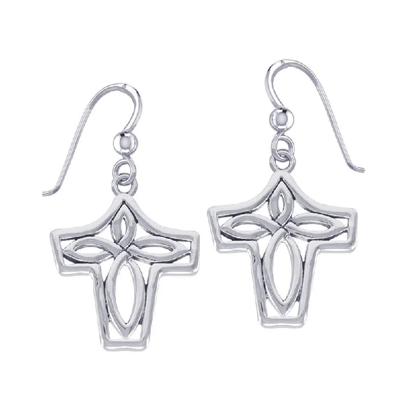 clip-on earrings for women -Celtic Knotwork Silver Earrings TER1853