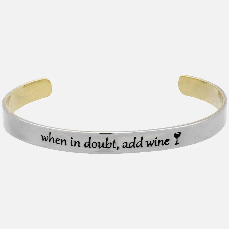 unique bangles for women -When In Doubt Add Wine Mixed Metals Cuff Bracelet