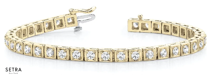 bridal bangles for women -1.00 CT ROUND CUT DIAMONDS TENNIS LINK ILLUSION BRACELET 14K GOLD