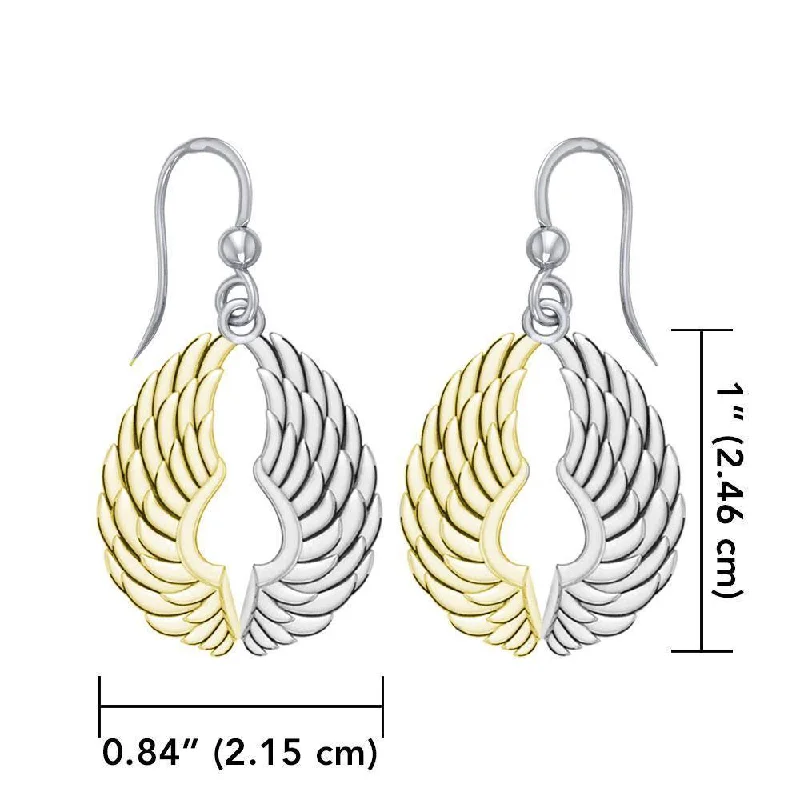 dangling gold earrings for women -14 Karat Gold Plated on Sterling Silver Angel Wings Earrings MER1828