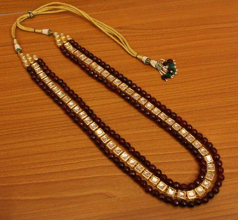 pearl necklaces for women -Kundan Meenakari Ruby Long Necklace