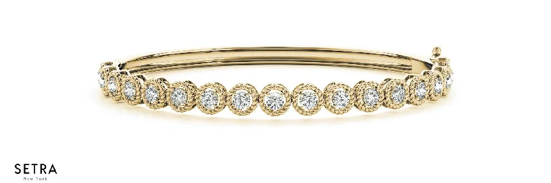 stackable bracelets for women -14K FINE GOLD BANGLE DIAMONDS BRACELETS