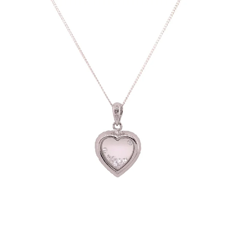 adjustable necklaces for women -Sterling Silver Cubic Zirconia Heart Locket Necklace