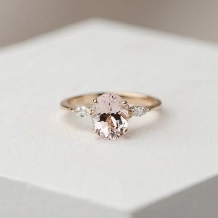 customized engagement rings -Willow Morganite & Lab Grown Diamond Ring