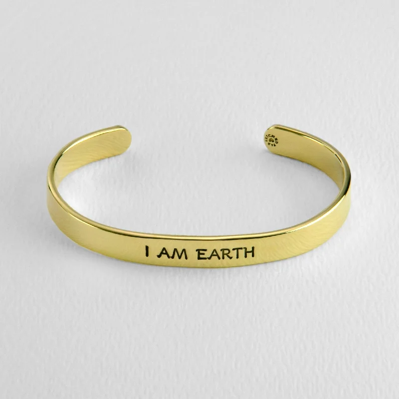 women’s chunky bracelets -I Am Earth Astrology Cuff Bracelet