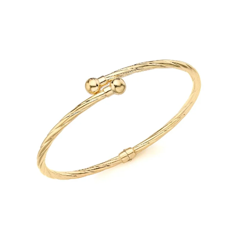 birthstone bangles for women -9K Yellow Gold 3mm Twist Crossover Bangle