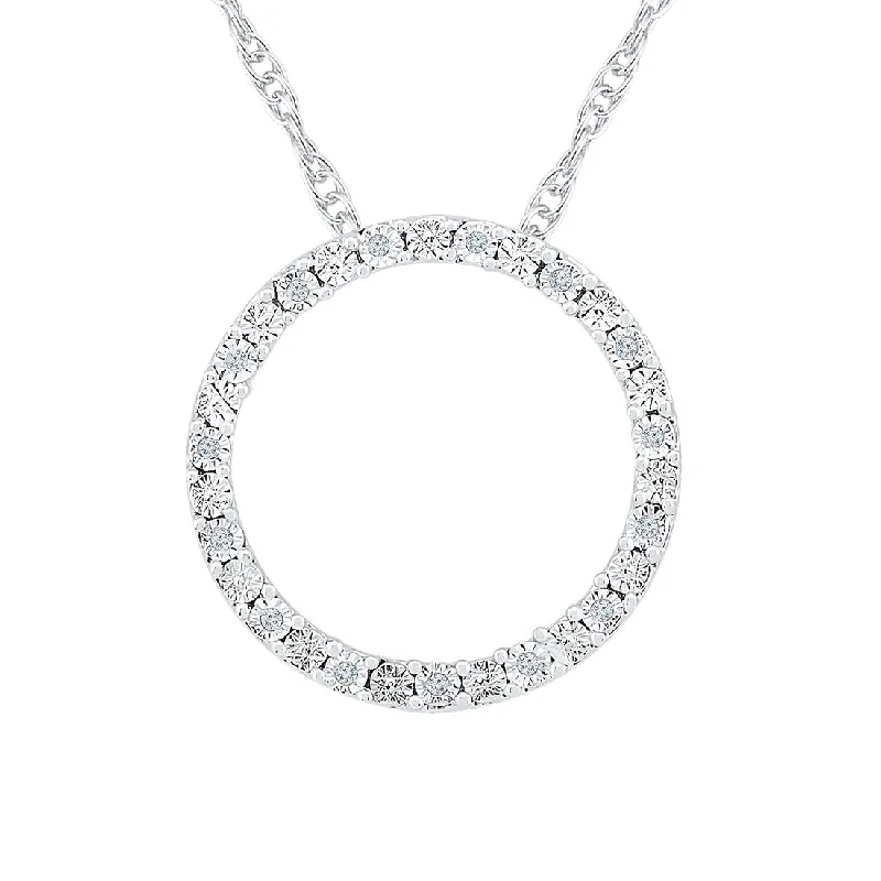 birthday gift necklaces for women -Sterling Silver 0.05ct Diamond Circle Necklace