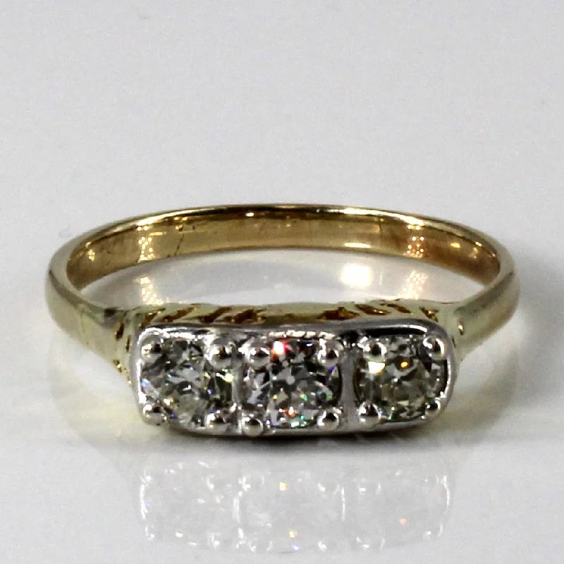 Three Stone Diamond Vintage Ring | 0.79ctw | SZ 9 |