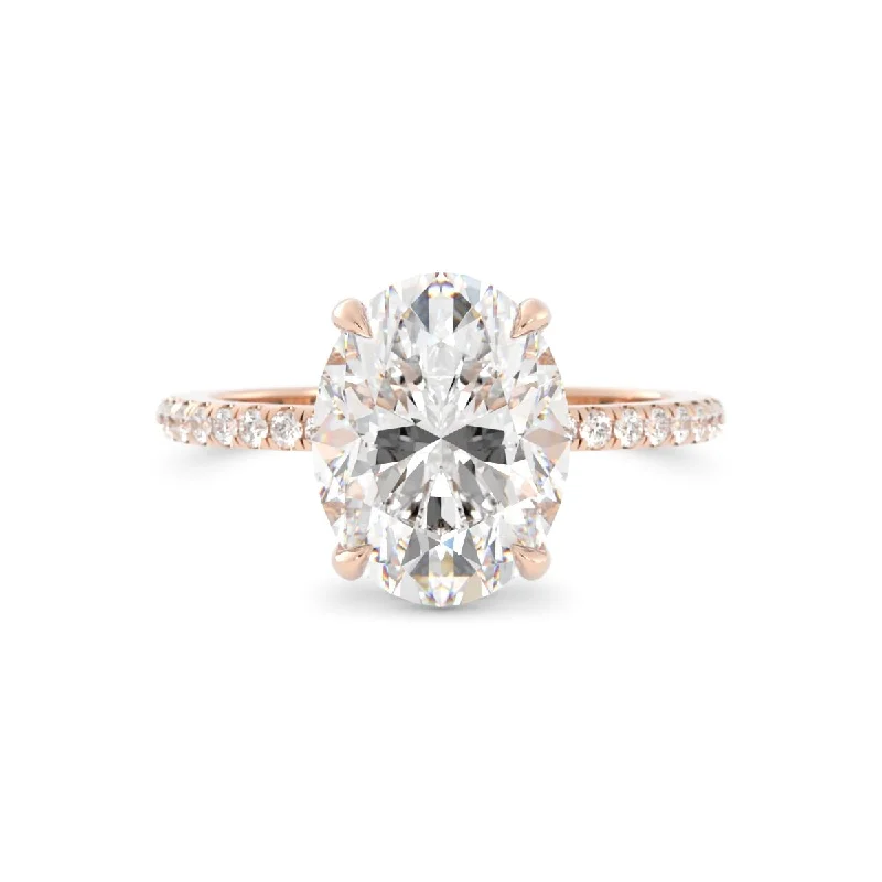 affordable custom engagement rings -Oval Hidden Halo Diamond Ring