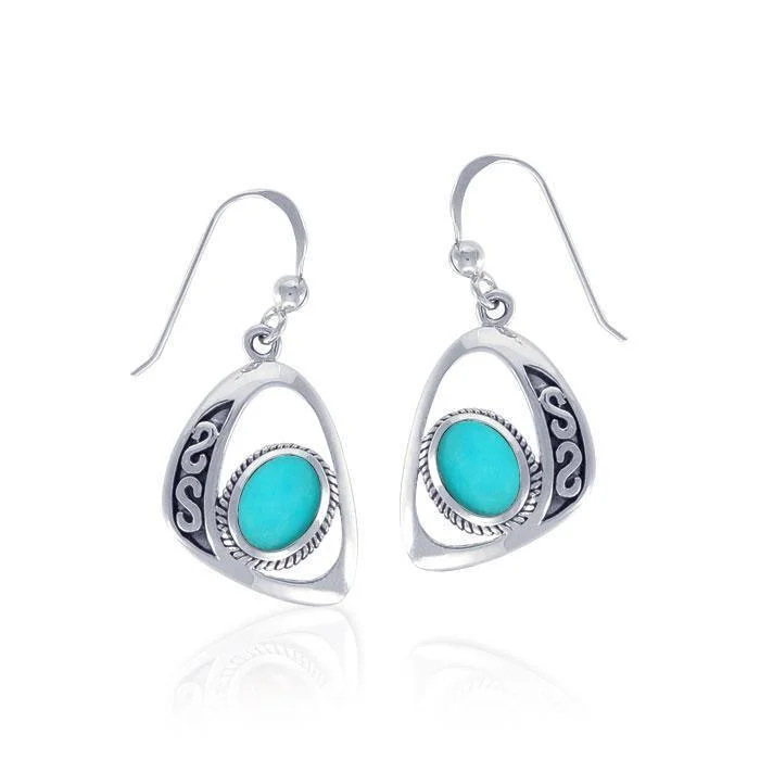 pearl earrings for women -Modern Celtic Elegant Silver Earrings with Stone TER1241