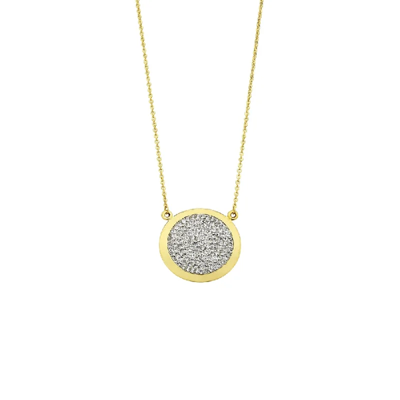 personalized birthstone necklaces for women -9ct Yellow Gold Silver Infused Round Crystal Pendant Necklace