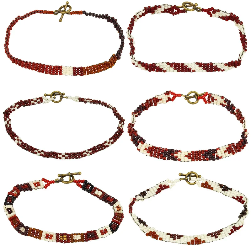 trendy charm bracelets for women -Haitian Bead Weaver Earth Tone Bracelet