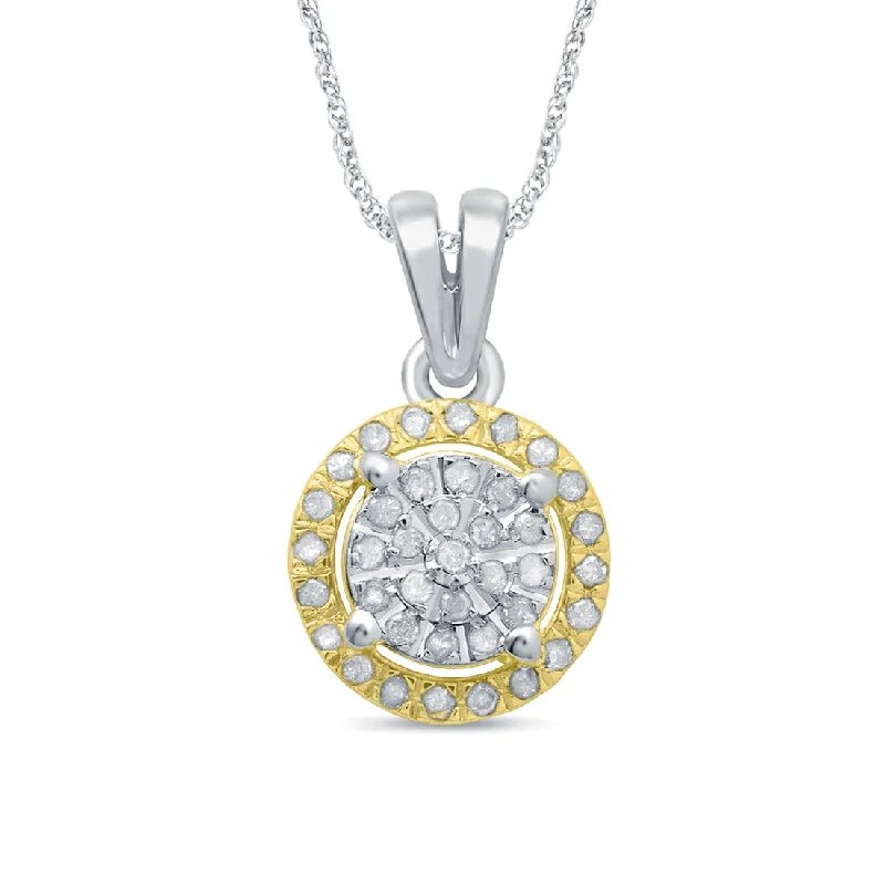 unique necklaces for women -9ct White and Yellow Gold 0.20ct Diamond Pendant