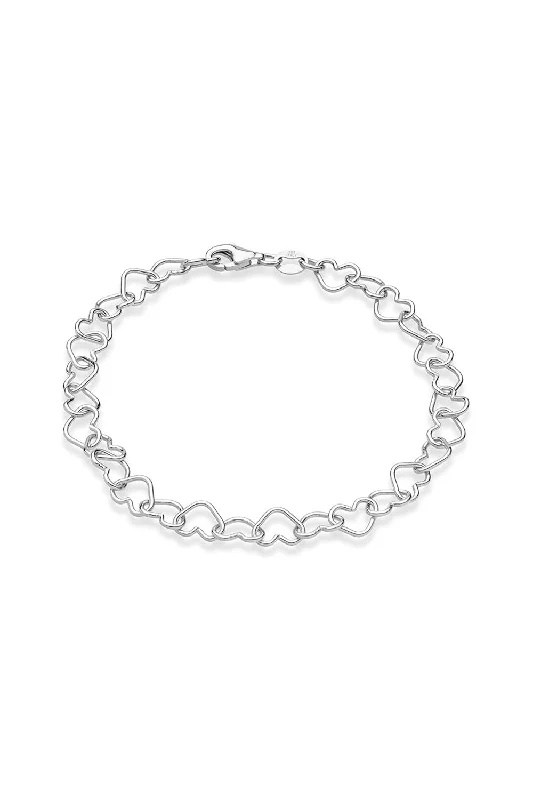 fashion bracelets for women -Silver 5mm Heart Link Adjustable Bracelets