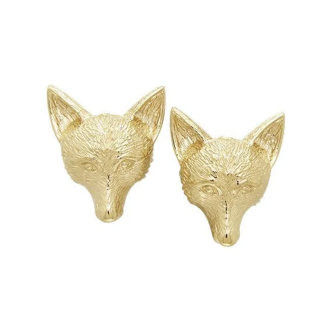 elegant dangle earrings for women -Vermeil Large Fox Post Earrings VER1056