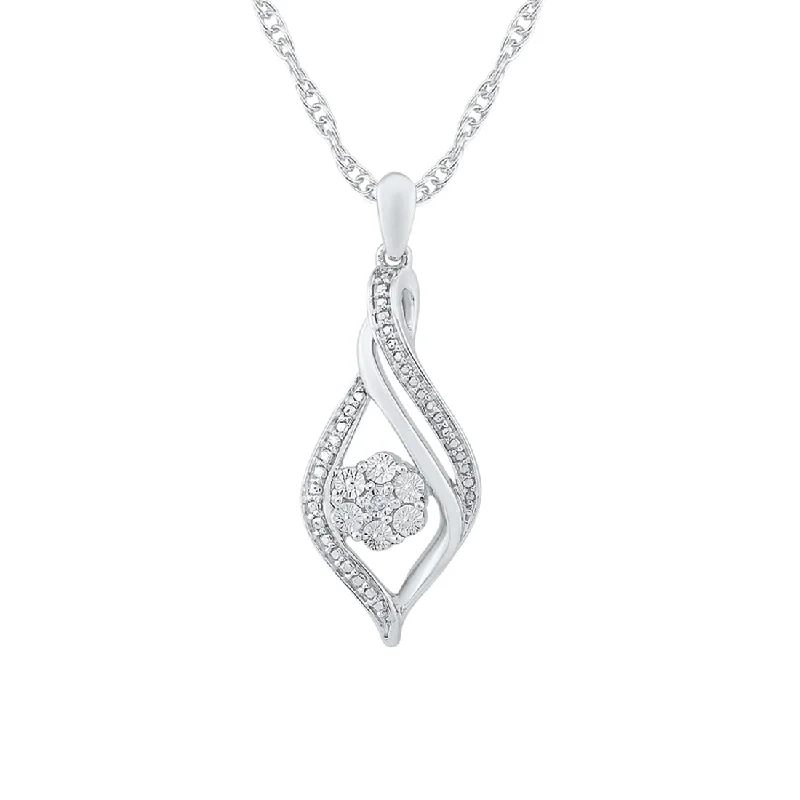 wedding day necklaces for women -Sterling Silver Diamond Set Necklace