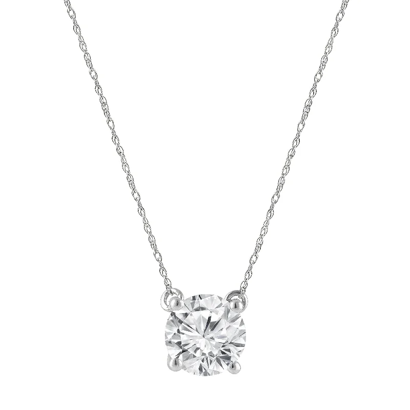 women’s necklaces -Meera 1.00ct Laboratory Grown Solitaire Diamond Necklace in 9ct White Gold