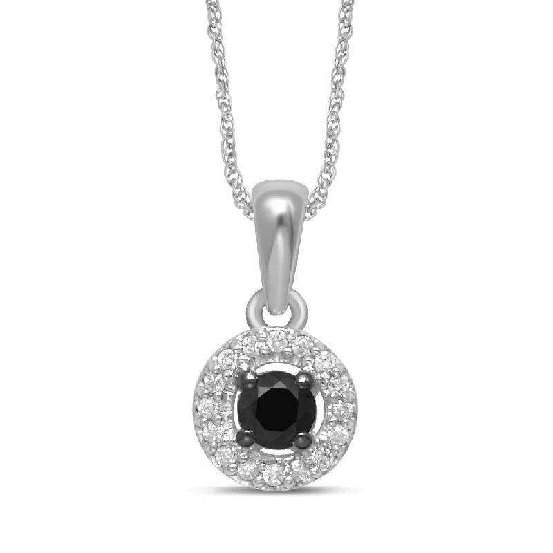 crystal charm necklaces for women -10ct White Gold 0.25ct Black Diamond Necklace