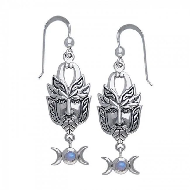 fashion-forward earrings for women -Green Man Silver Earrings TER125