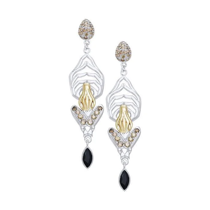 bold earrings for women -Unparalleled Elegance  ~ Dali-inspired fine Sterling Silver Earrings in 18k Gold overlay MER519