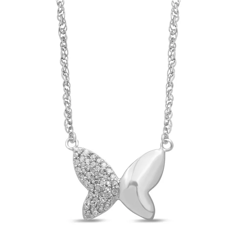 stylish chain necklaces for women -Butterfly Necklace with 0.12ct of Diamonds in Sterling Silver