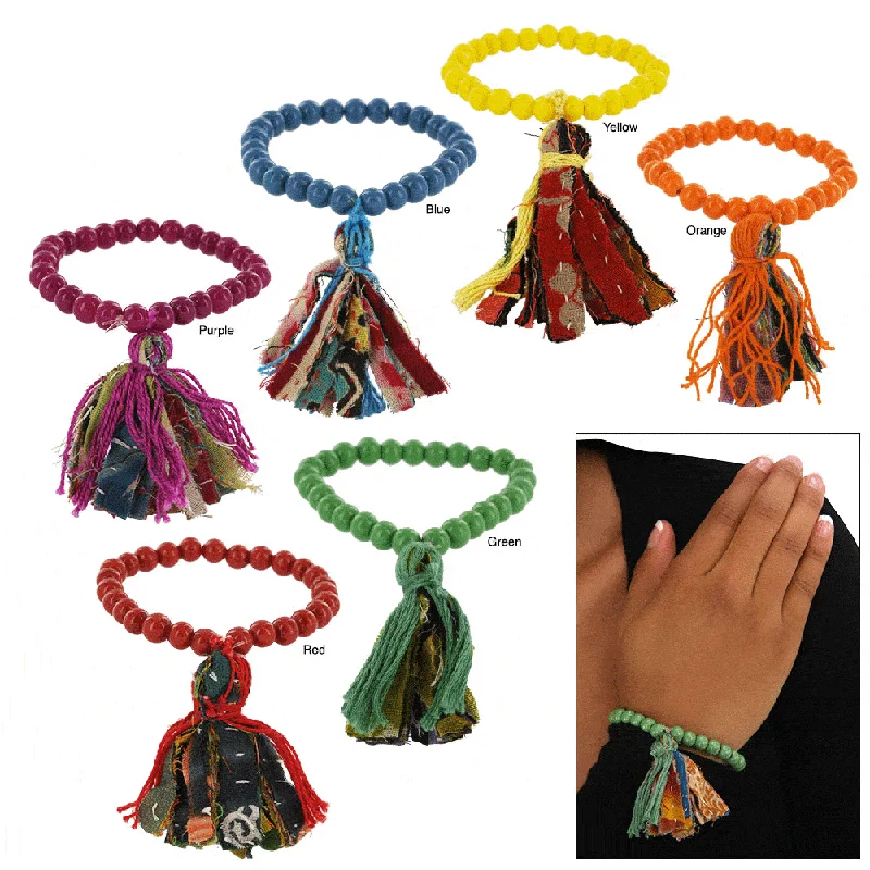 ethnic bangles for women -Kantha Tassel Bracelet