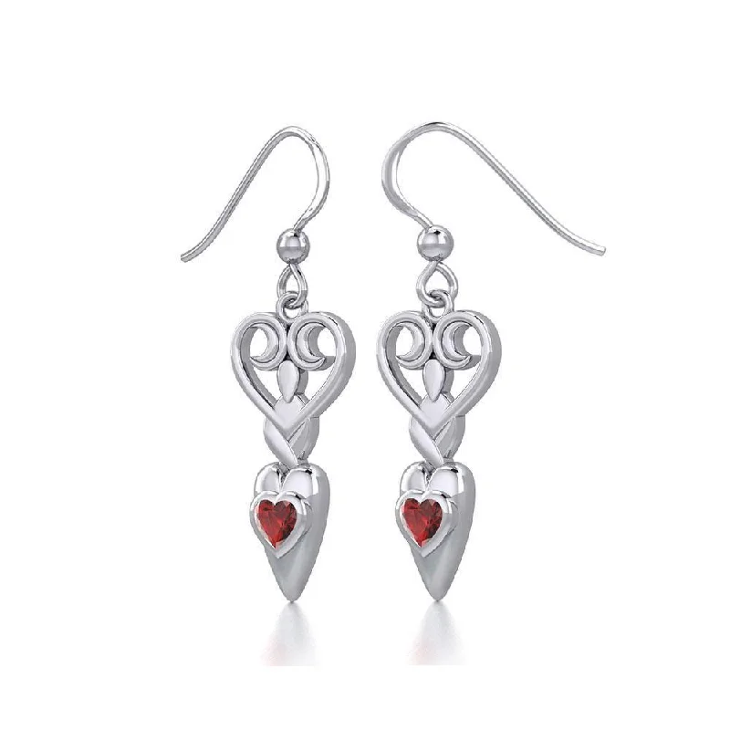 designer diamond earrings for women -Goddess with Heart Gemstone Silver Earrings TER1918