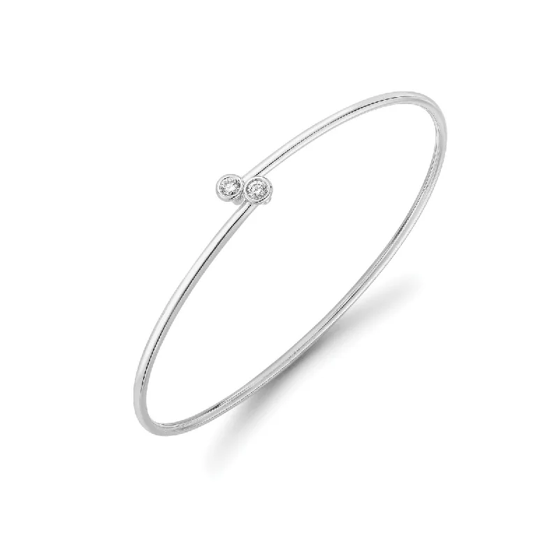 women’s cuff bangles -18K White Gold Diamond Crossover Bangle