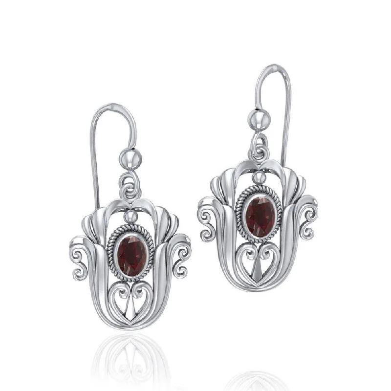 crystal earrings for women -Celtic Knotwork Tulip with Gem Earrings TE595