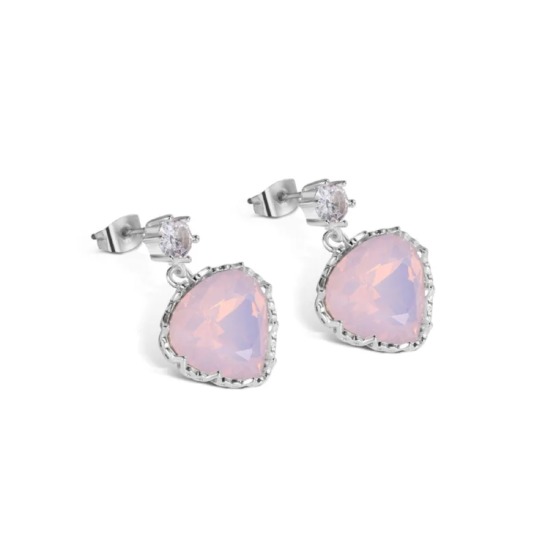 designer diamond earrings for women -Rose Opal Earrings - Sterling Silver