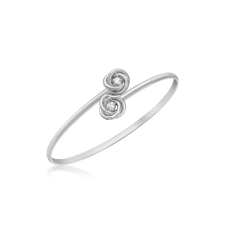 modern bangles for women -9K White Gold CZ Knot Flexible Bangle