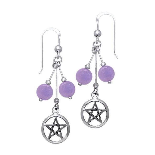 chunky earrings for women -Power Of The Pentacle Dangling Earrings TER135