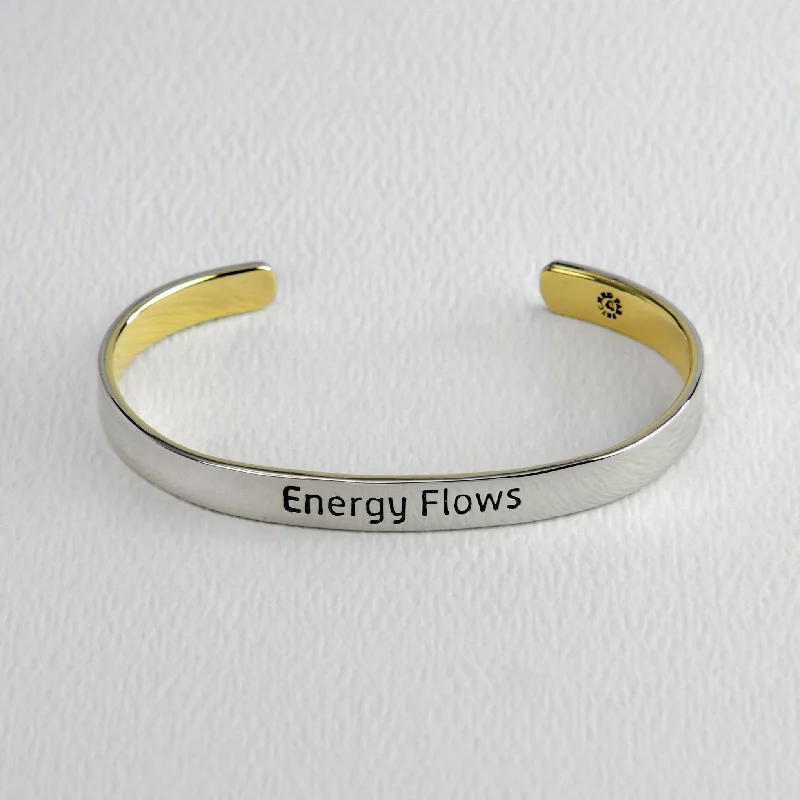 gold bangles with diamonds for women -Energy Flows Mixed Metals Cuff Bracelet