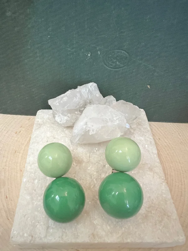 clip-on earrings for women -Green Bobble Earrings