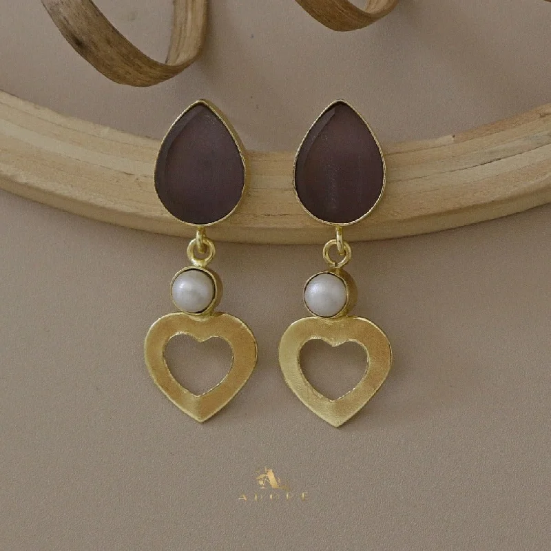 statement earrings for women -Endora Heart Pearl Earring